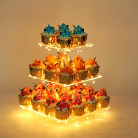 YestBuy 3-Tier Cupcake Stand front view, elegant dessert display centerpiece.