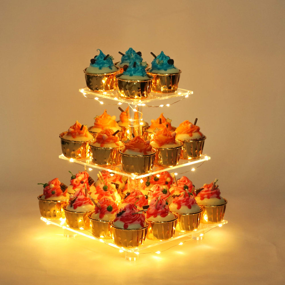 YestBuy 3-Tier Cupcake Stand front view, elegant dessert display centerpiece.