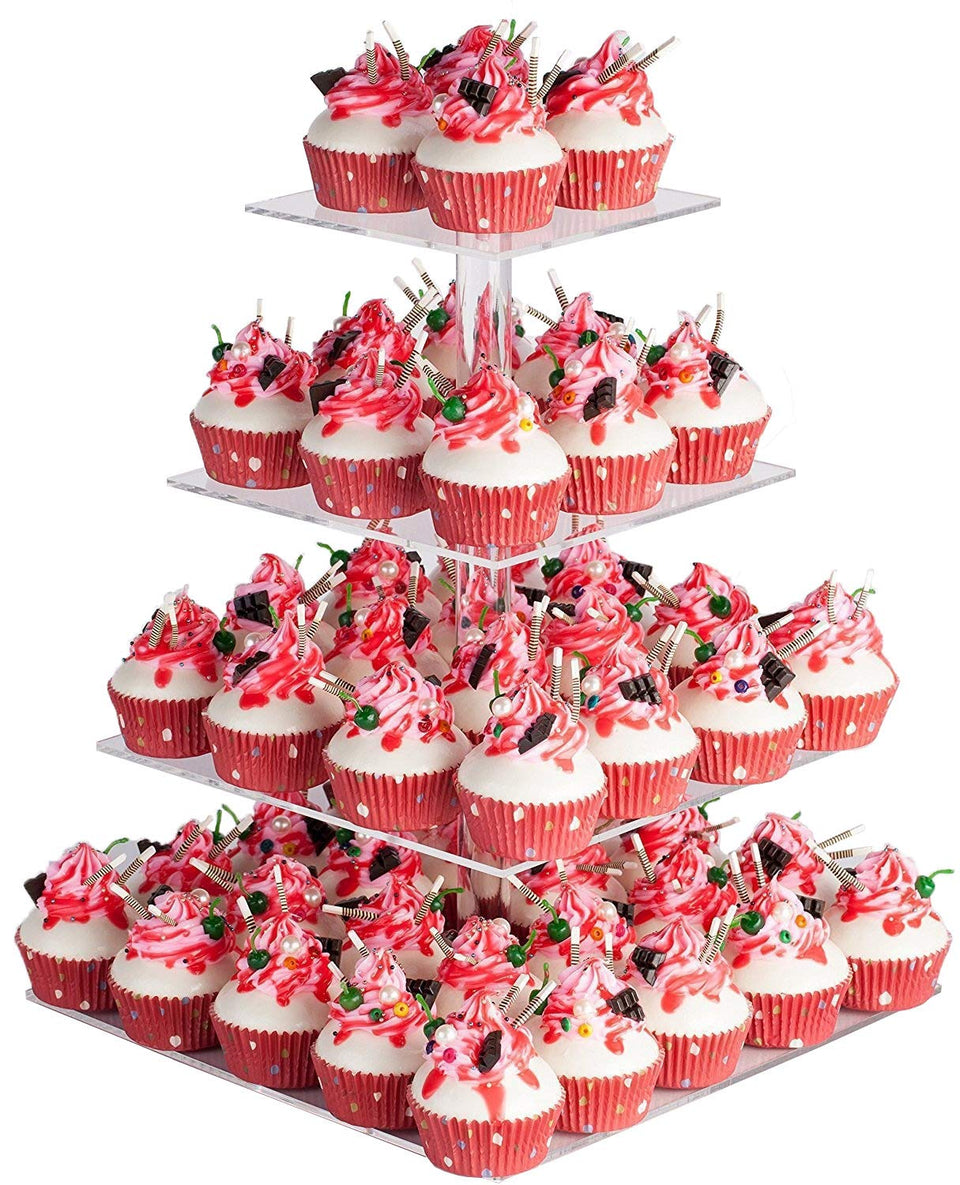 YestBuy 4-tier acrylic cupcake stand for elegant wedding dessert displays