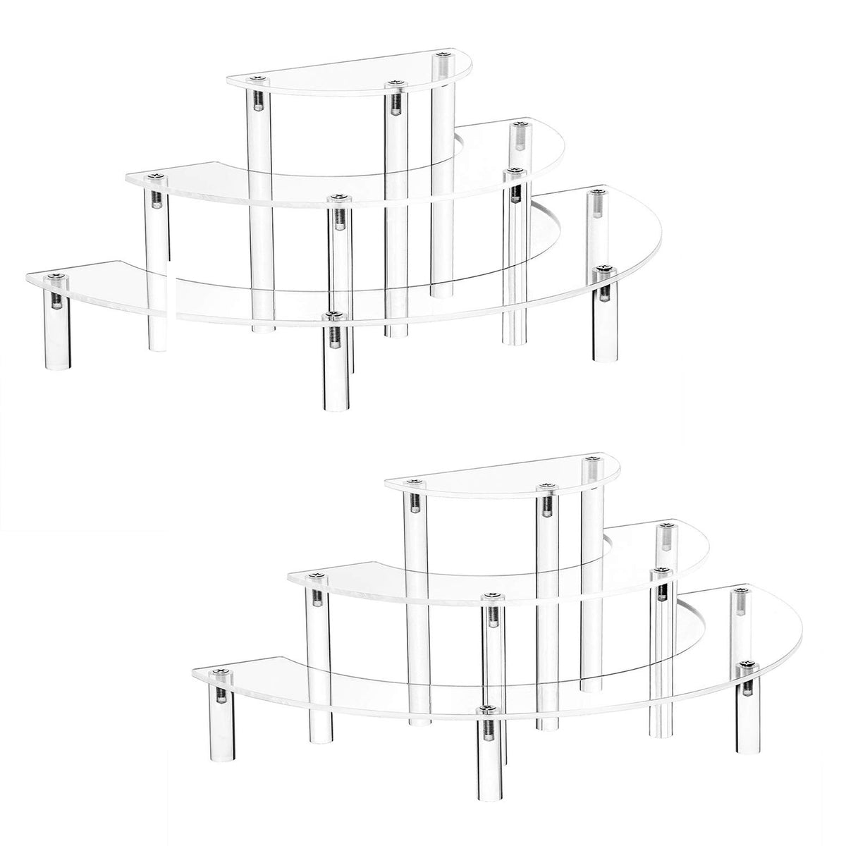 YestBuy acrylic risers 3-tier half-moon stand showcases collectibles with clear clarity