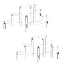 YestBuy acrylic risers 3-tier half-moon stand showcases collectibles with clear clarity