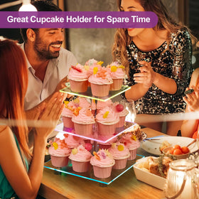 YestBuy clear acrylic dessert display viewed from the front for elegant presentation.