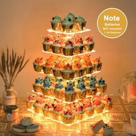 YestBuy clear acrylic tiers showcase cupcakes with a modern, sturdy presentation.