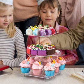 YestBuy Cupcake Stand holds up to 24 cupcakes with durable acrylic.