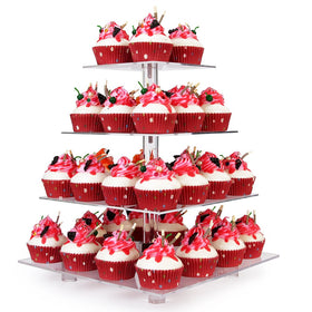 YestBuy 4-tier clear cupcake stand showcases up to 52 cupcakes.
