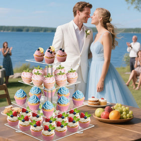 YestBuy 4-tier display keeps 52 cupcakes neatly organized for events.