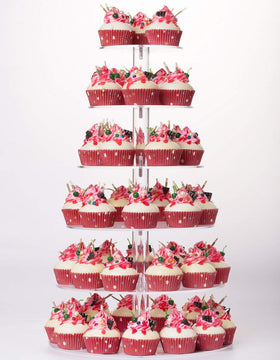 YestBuy 6-tier cupcake stand assembly showcases desserts with sturdy acrylic construction