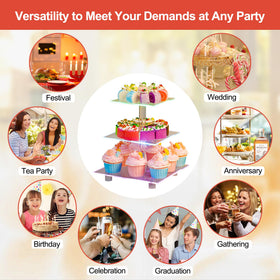 YestBuy Cupcake Stand LED color-cycle mode adds ambient party lighting.