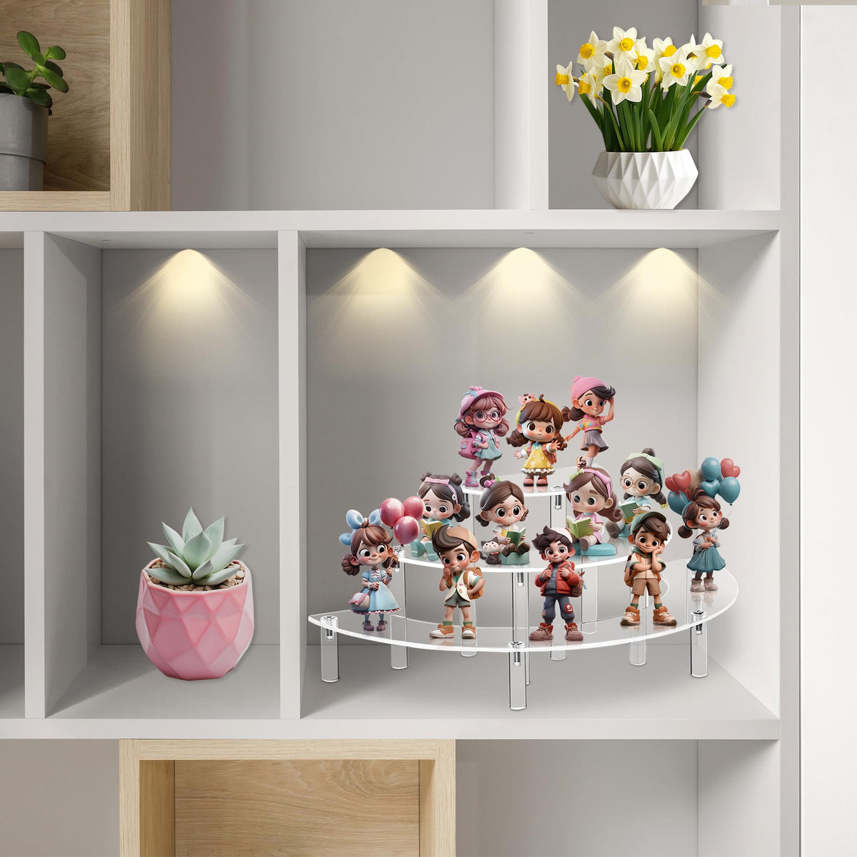 YestBuy display stand keeps collections organized with a sleek, clear silhouette