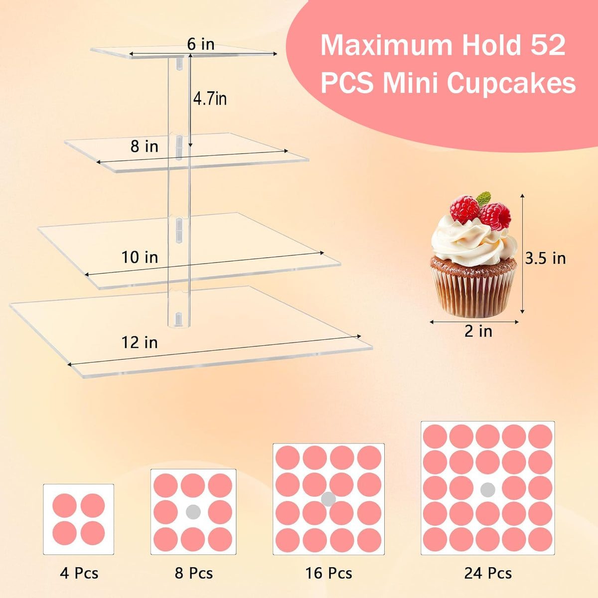 YestBuy embedded copper nut provides stable support for tall cupcake displays