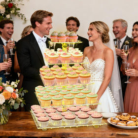 YestBuy yellow LED lights add warm ambiance to cupcake displays.