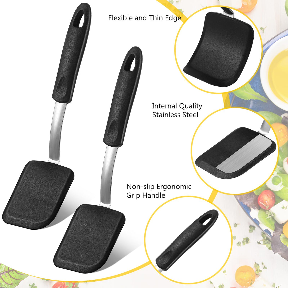 Yetene spatula safe for nonstick cookware, protects surfaces from scratches.