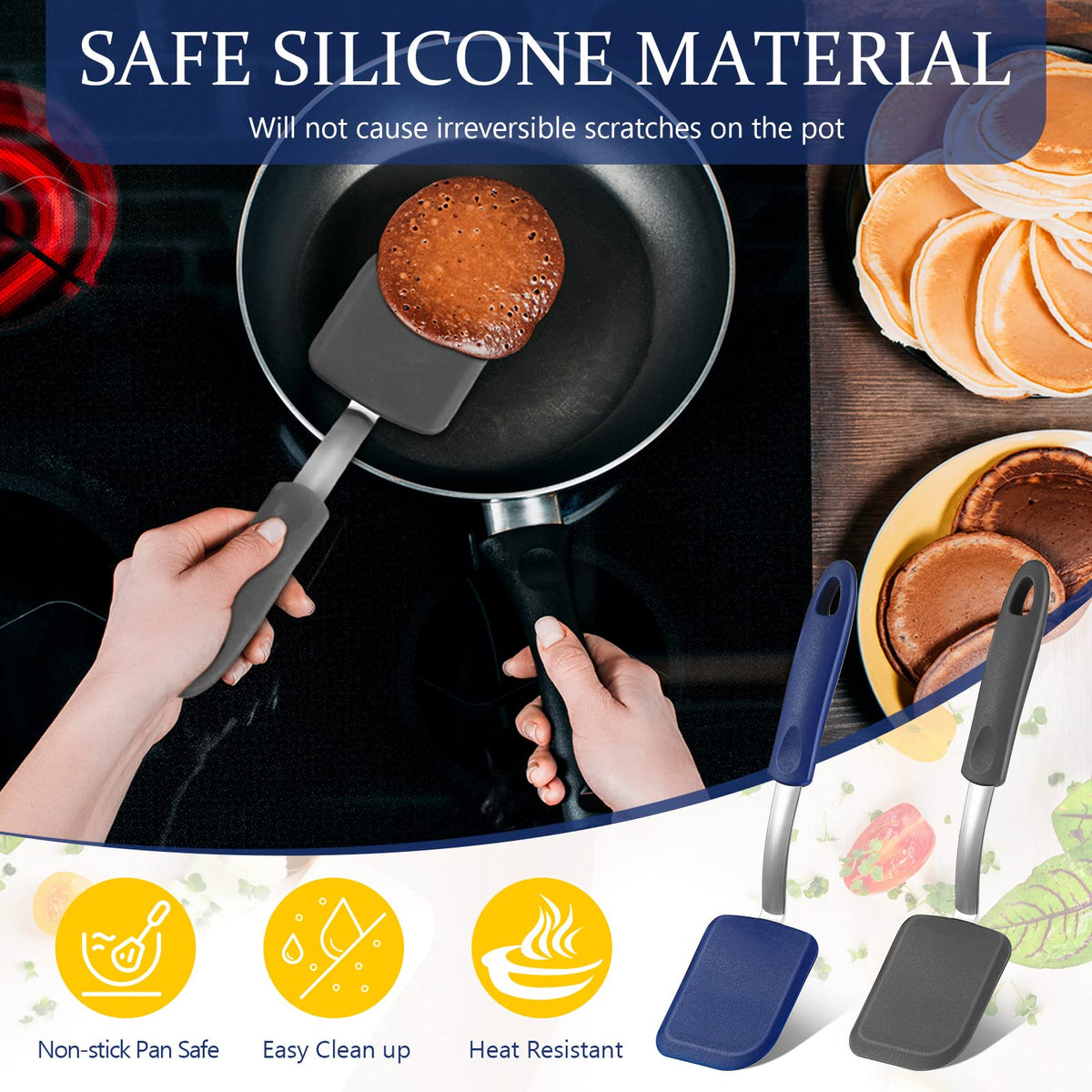 Yetene dishwasher-safe silicone spatula turner for quick cleanup.