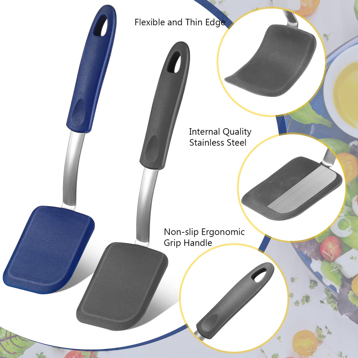 Yetene spatula turner with ergonomic handle for comfortable grip.