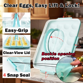 YETESON deviled egg container blue lid stack demonstrates space-saving carry.