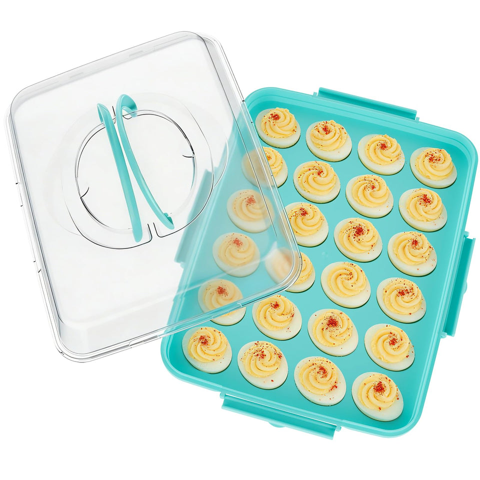 YETESON deviled egg containers with lid blue for secure, leak-free fridge-to-table storage