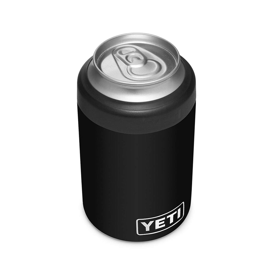 YETI Black Rambler Colster front view with Load-and-Lock gasket for secure seal