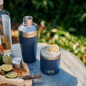 YETI shaker lid on Rambler 10oz stackable mug, portable bartending.