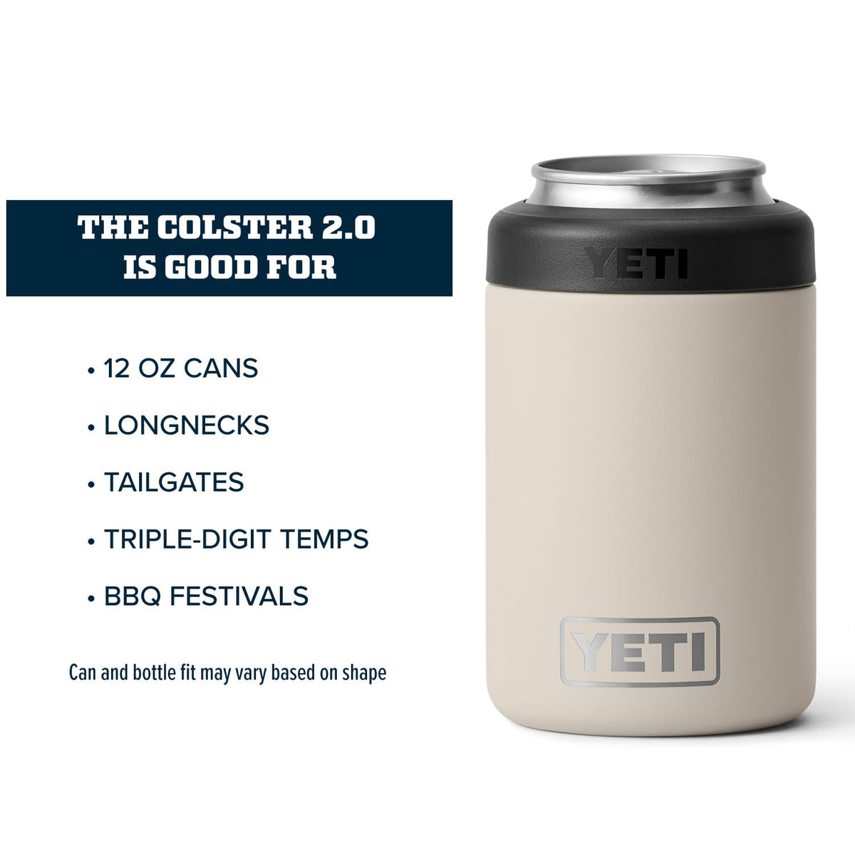 YETI Colster double-wall vacuum insulation preserves chill.