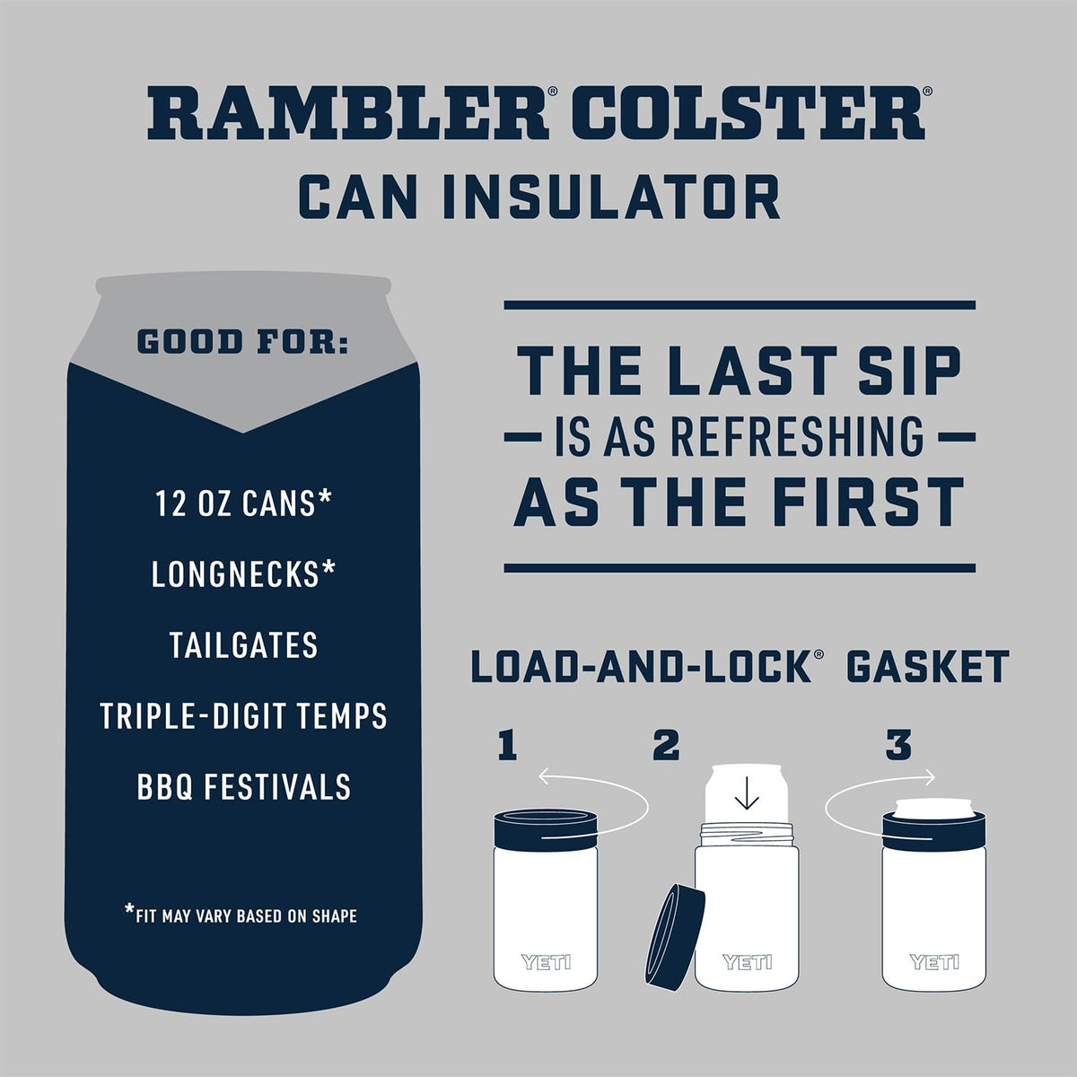 YETI Colster with load-and-lock gasket for secure sealing.