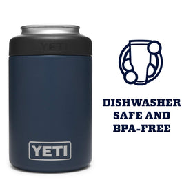 YETI Colster Navy Duracoat finish resists chips and wear in rugged environments