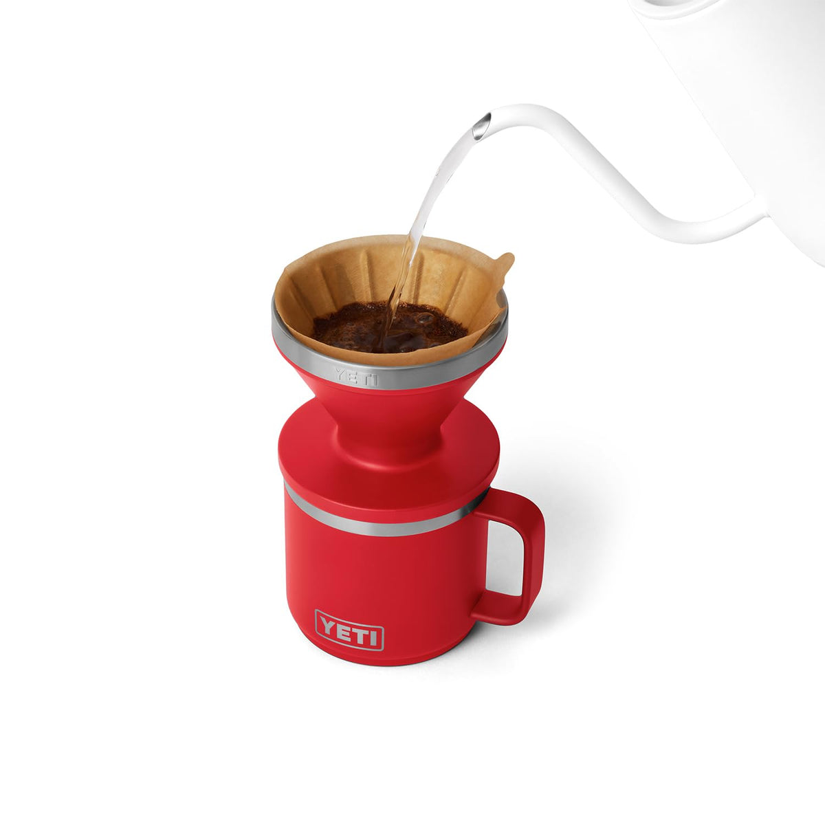 YETI pour over accessory in stainless steel body shown for durability