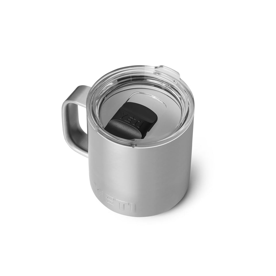 YETI Rambler 10-ounce stackable mug for travel with compact, space-saving design.