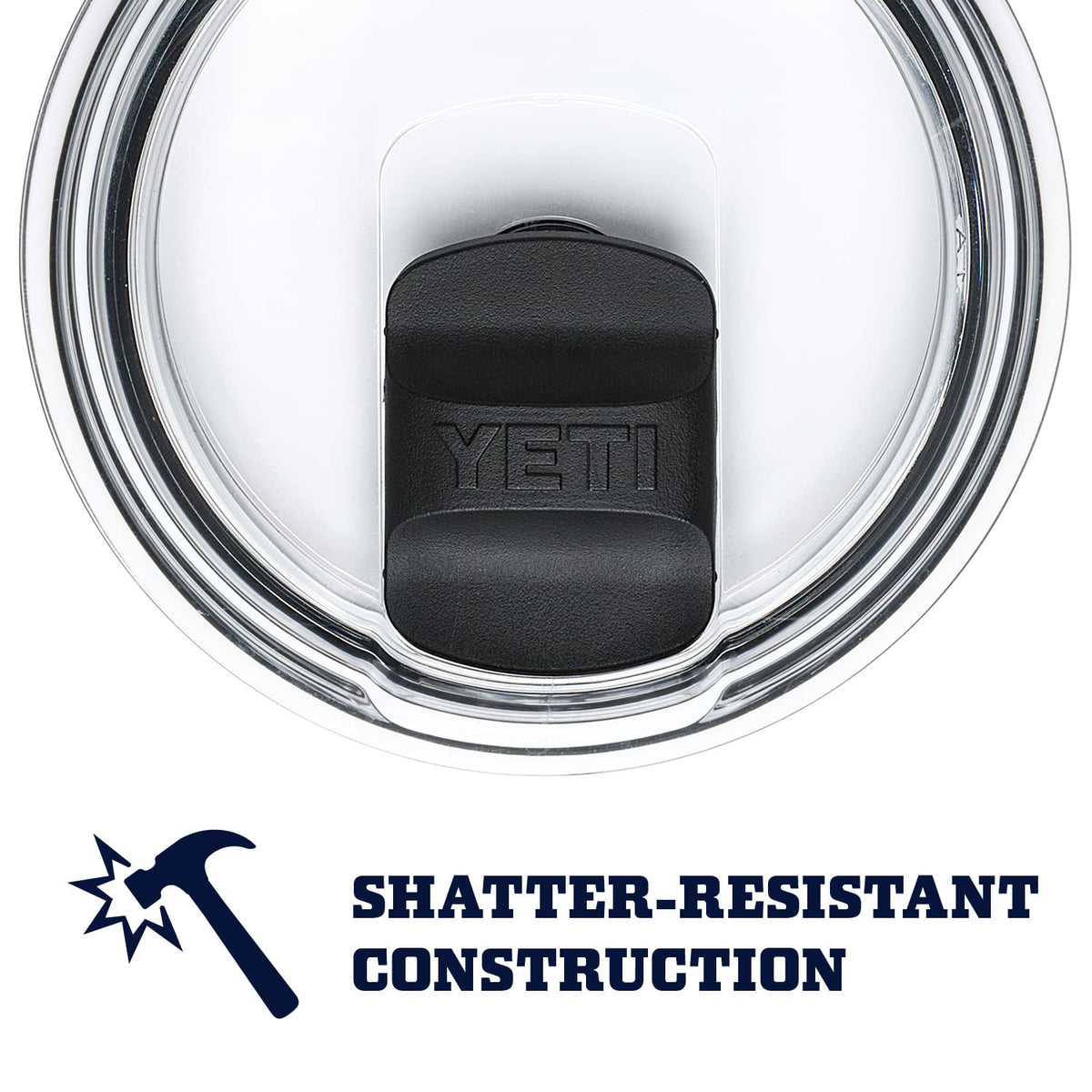 Dishwasher-safe label on YETI Rambler 10 oz Stackable Mug for easy cleaning.
