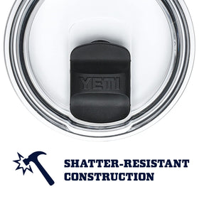 Dishwasher-safe label on YETI Rambler 10 oz Stackable Mug for easy cleaning.