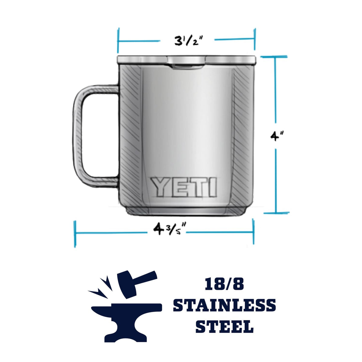 YETI Rambler 10 oz Stackable Mug with handle, seafoam finish for daily commute.