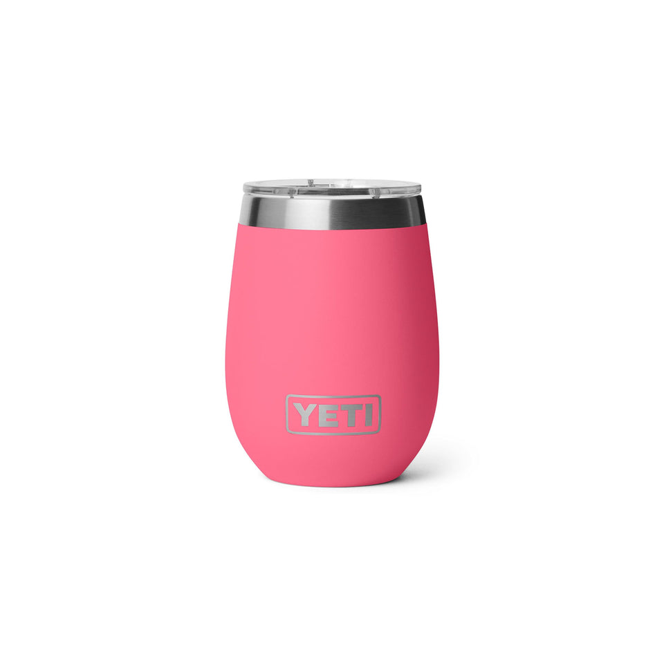 YETI Rambler 10 oz Wine Ceramic Lined Tumbler in Tropical Pink, front view, portable wine companion