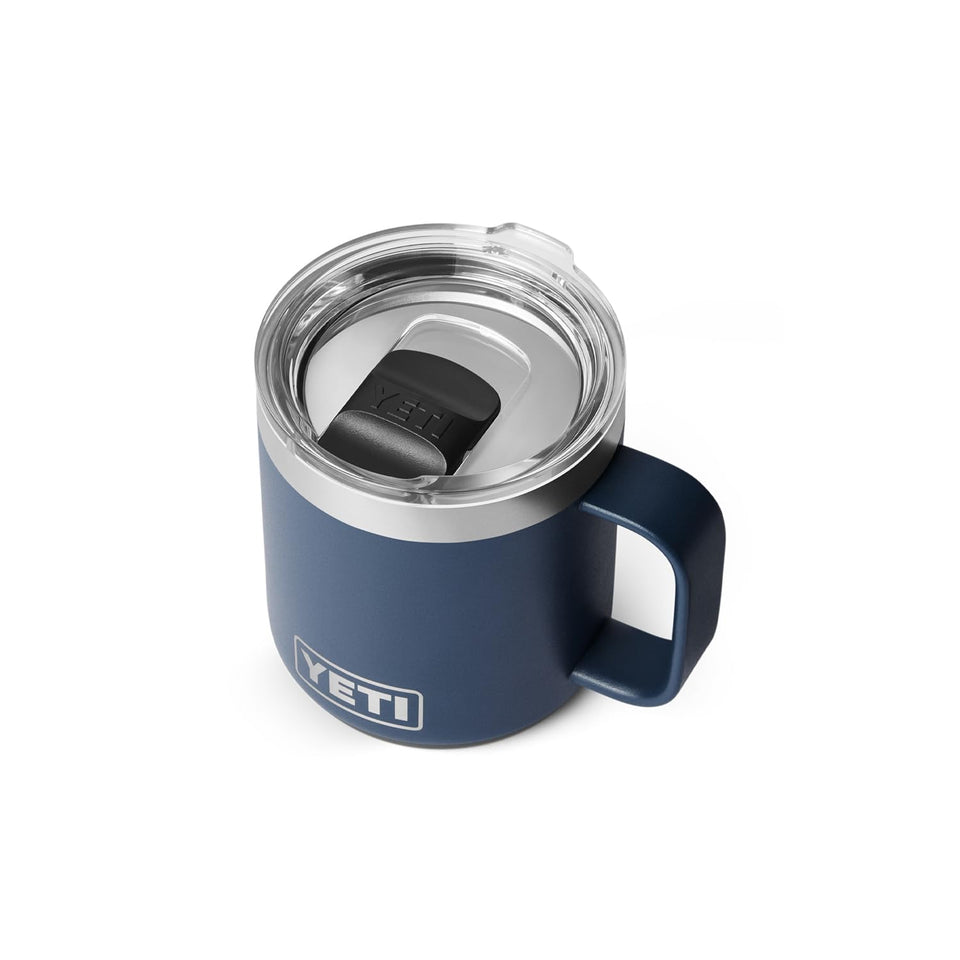 YETI Rambler 10 oz mug front view with navy ceramic lining for everyday use