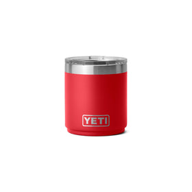 YETI Rambler 10 oz Lowball 2.0 Rescue Red, top view, ideal for quick coffee on the go