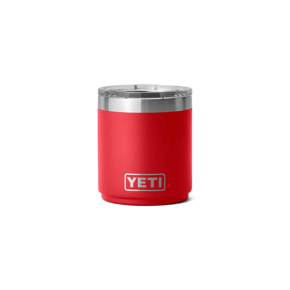 YETI Rambler 10 oz Lowball 2.0 Rescue Red, top view, ideal for quick coffee on the go