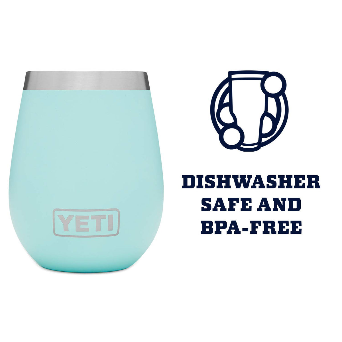 YETI Rambler wine tumbler seafoam no-sweat design keeps hands dry