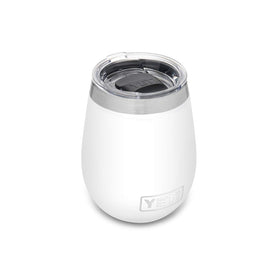 YETI Rambler 10 oz Wine Tumbler with MagSlider lid closeup shows secure magnetic seal for travel.