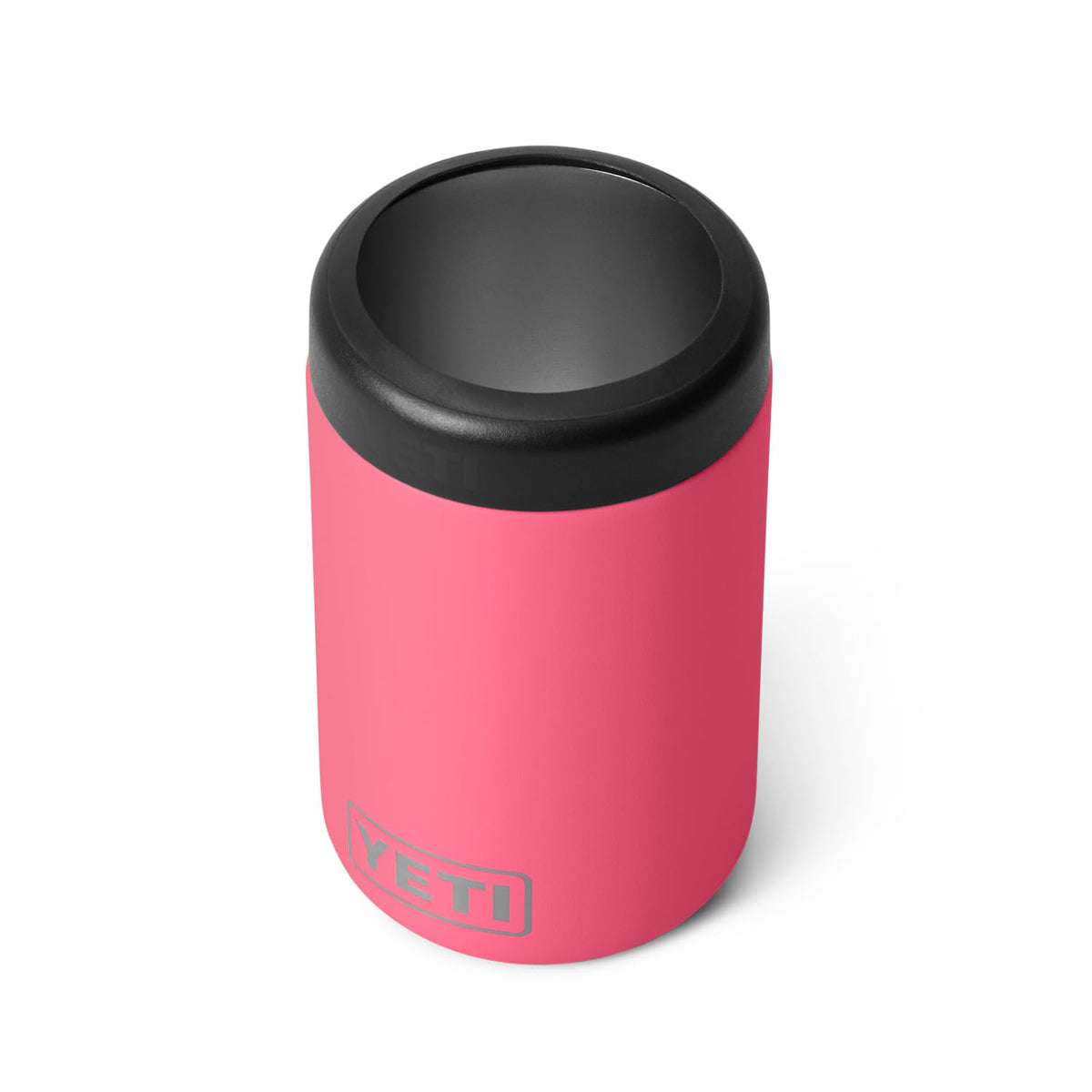 YETI Rambler Colster tropical pink front view keeps drinks cold outdoors