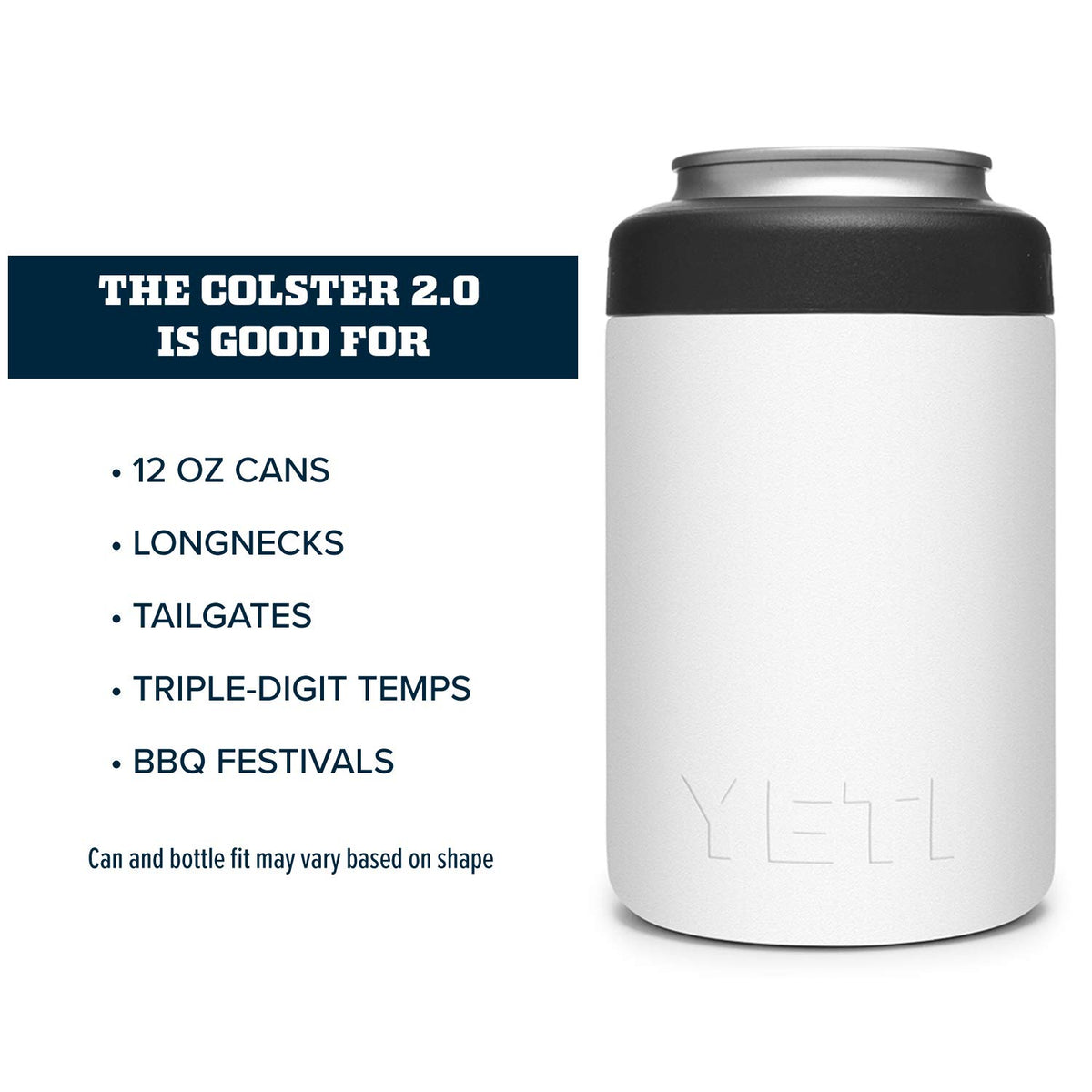 Double-wall vacuum insulation on YETI Colster for cold drinks