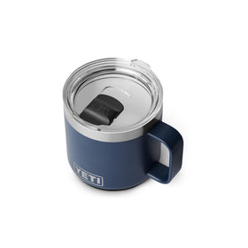 YETI Rambler 14 oz ceramic lined mug in navy for hot coffee on the go