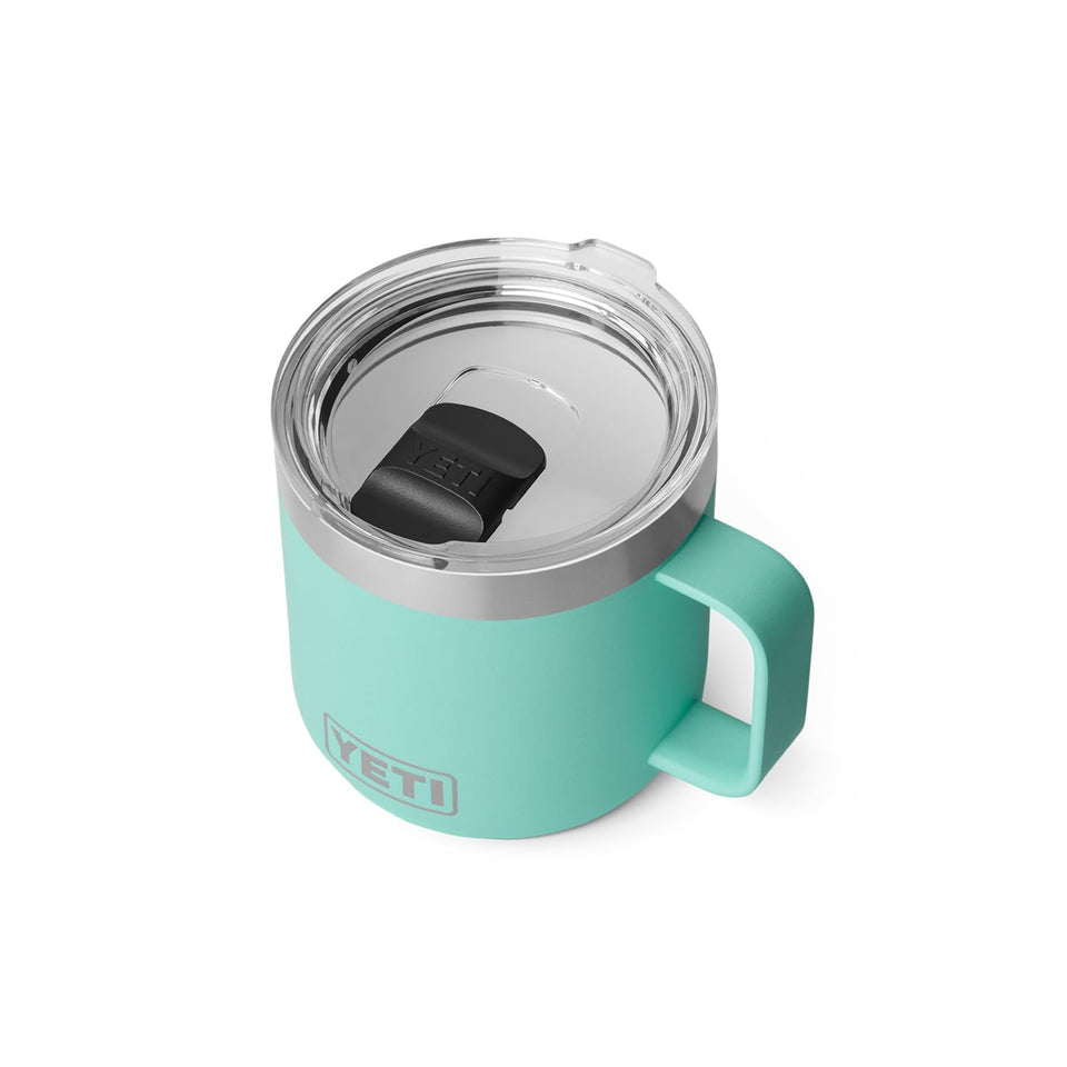 YETI Rambler 14 oz ceramic-lined mug in seafoam for hot or cold drinks