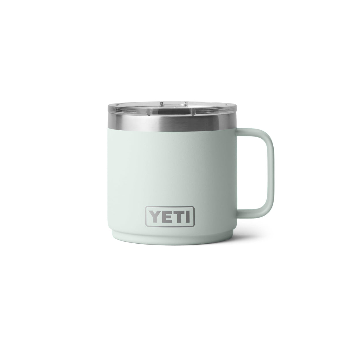 YETI Rambler 14oz ceramic-lined stackable mug ready for outdoor sipping.