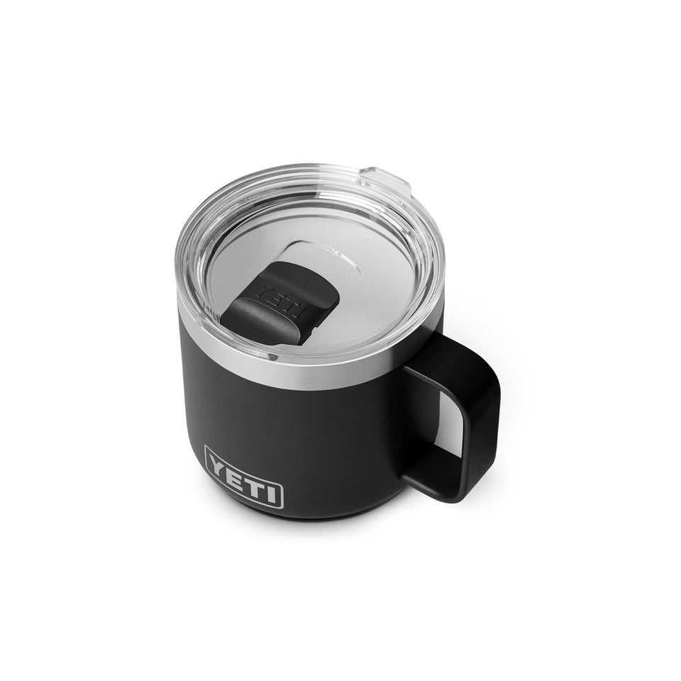 YETI Rambler 14 oz mug with ceramic lining for a smooth sip and stackable storage.