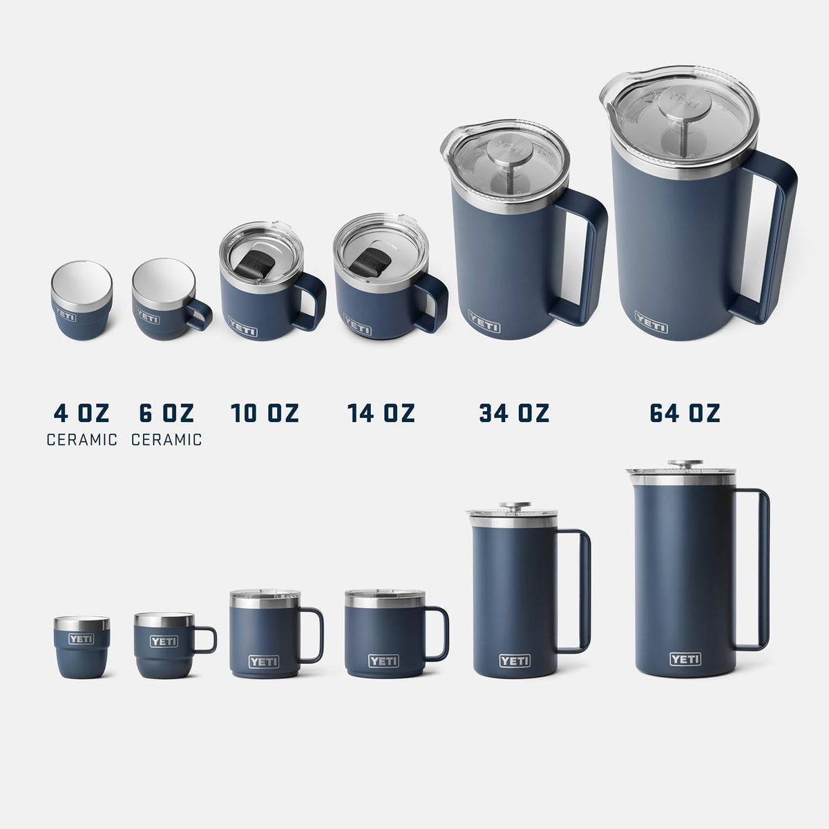 Bold navy finish on the YETI Rambler 14 oz