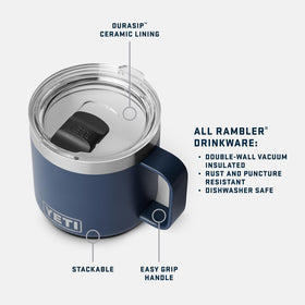 YETI Rambler stainless steel body offers puncture and rust resistance.