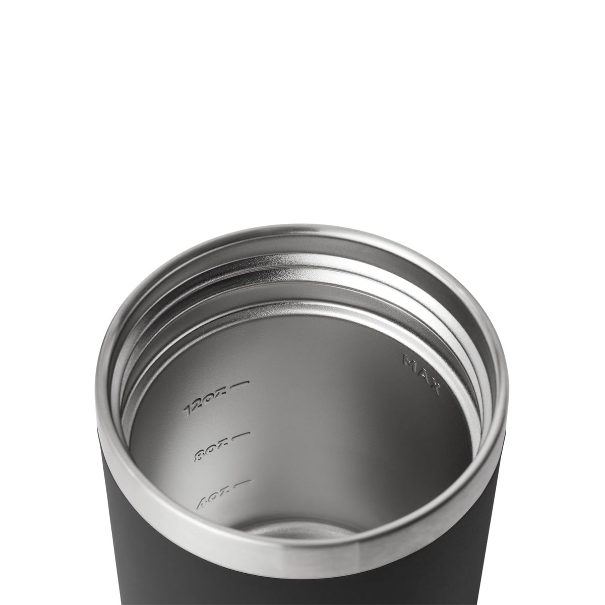 YETI Rambler 16 oz food jar stainless steel body in view.