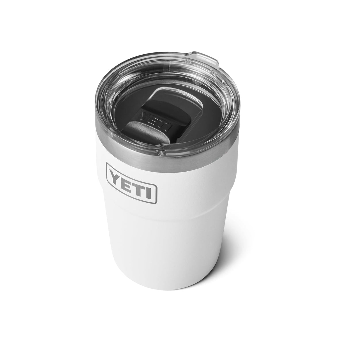 YETI Rambler 16 oz white stackable cup neatly stacked to save space