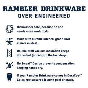 YETI Rambler 16 oz Stackable Tumbler navy dishwasher-safe label supports easy cleaning