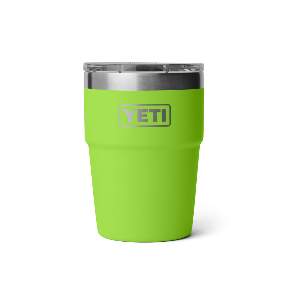 YETI Rambler 16 oz Stackable Tumbler in Venom keeps beverages cold on the go.