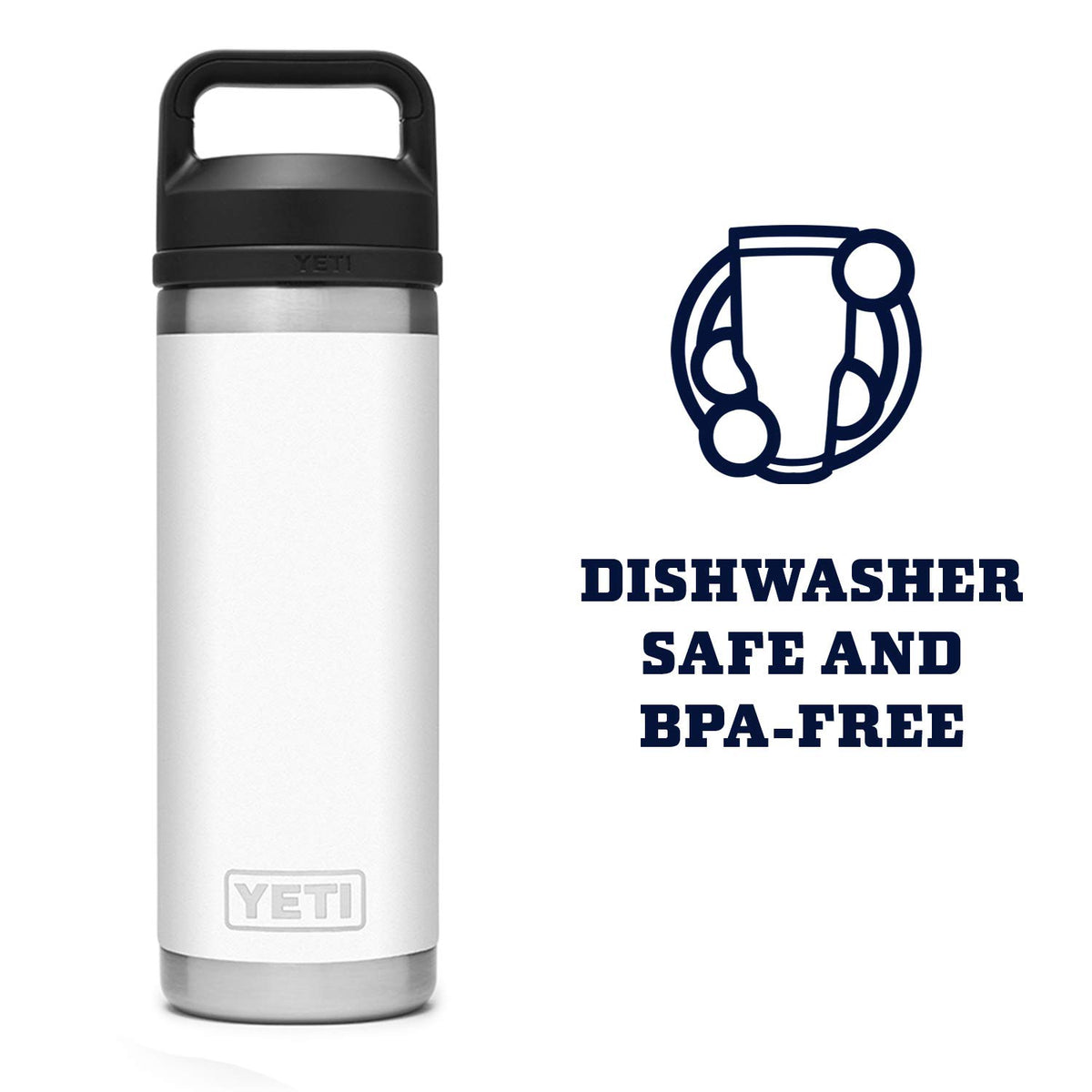 YETI Rambler 18 oz bottle with no-sweat exterior for comfortable handling
