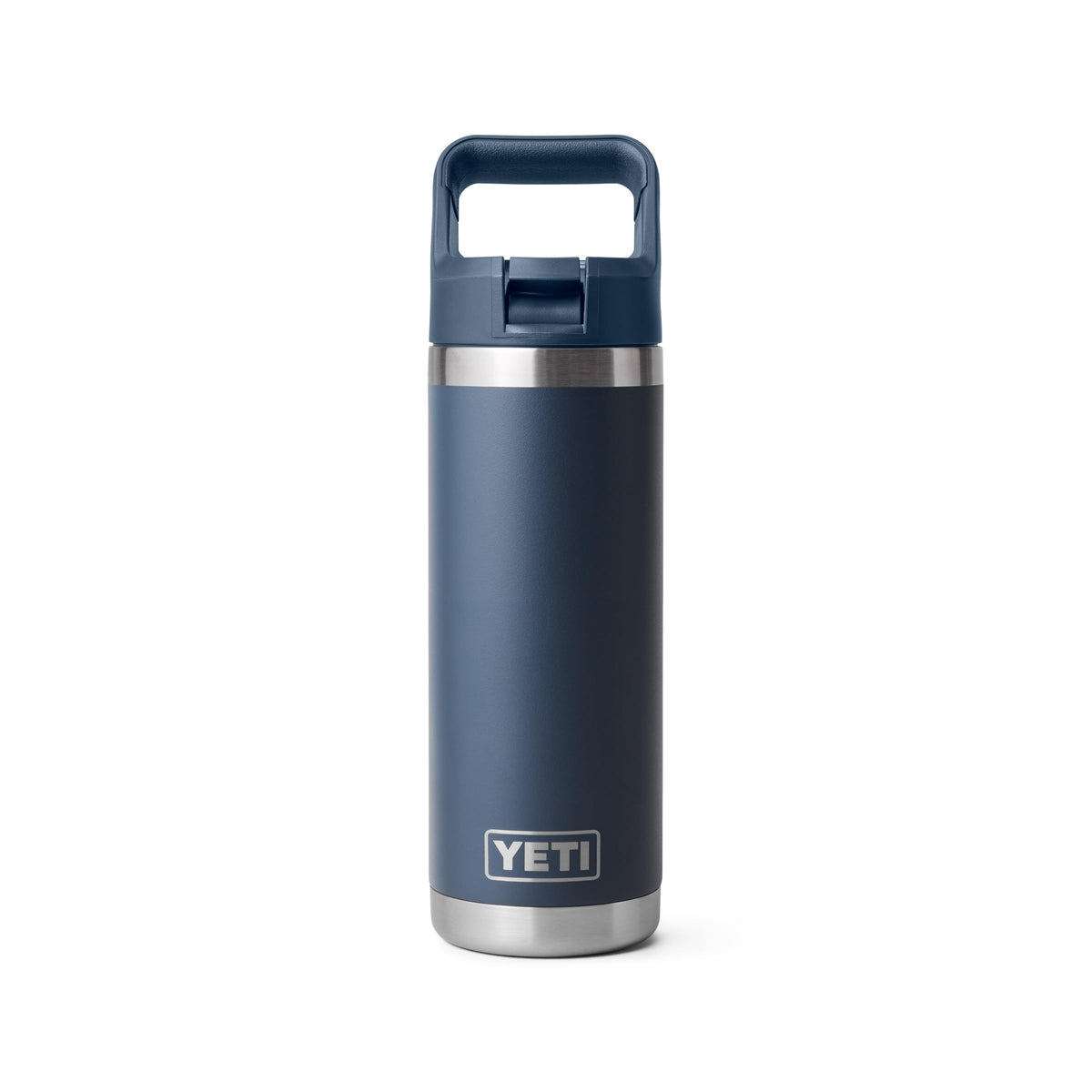 YETI Rambler 18 oz bottle with straw cap, leakproof closed for on-the-go hydration.